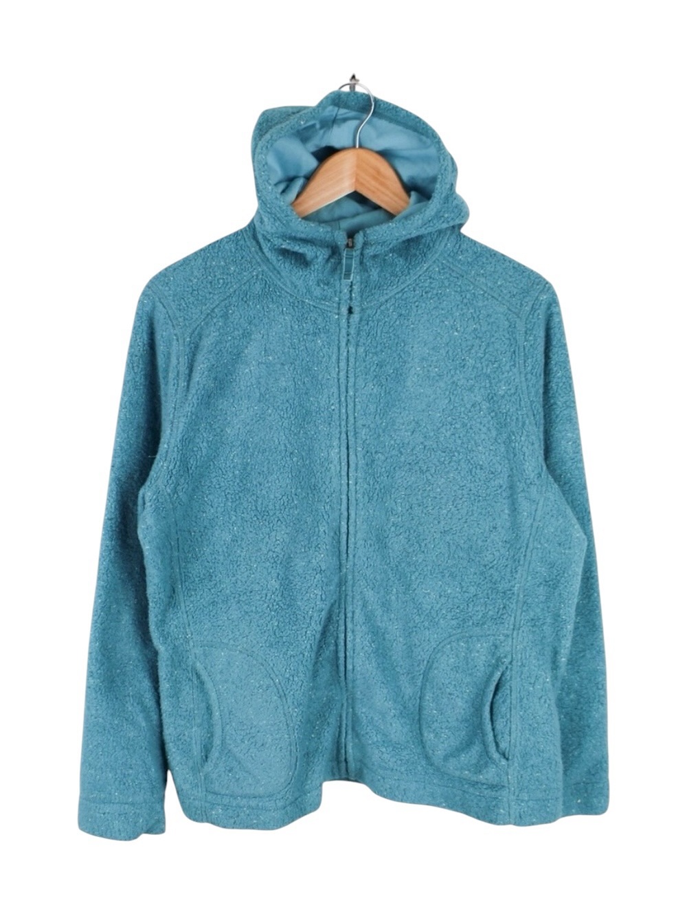 L.L.Bean Sherpa Fleece Hoodie Full Zip Teal Blue Women's Size XL